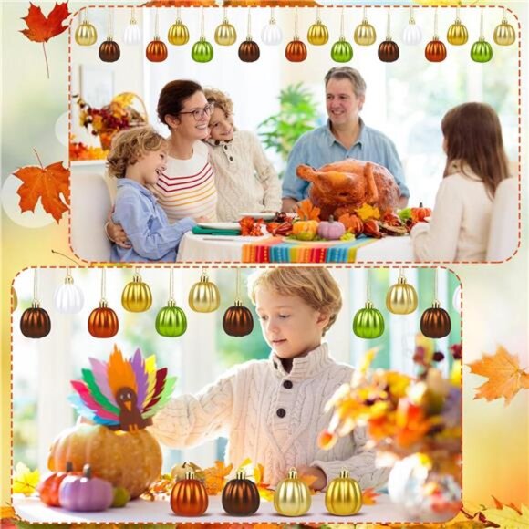 24 PCS Fall Pumpkin Ornaments: Mini Hanging Decor for Halloween & Thanksgiving - Picture 7 of 8